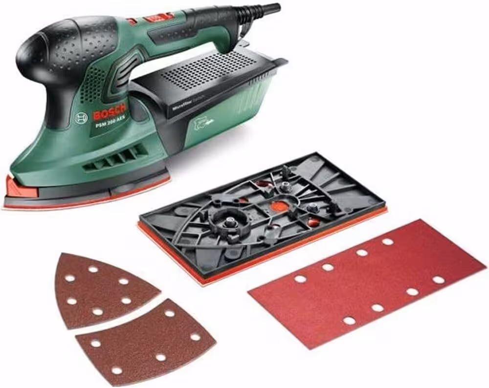 Bosch PSM 200 AES con base delta y rectangular intercambiables