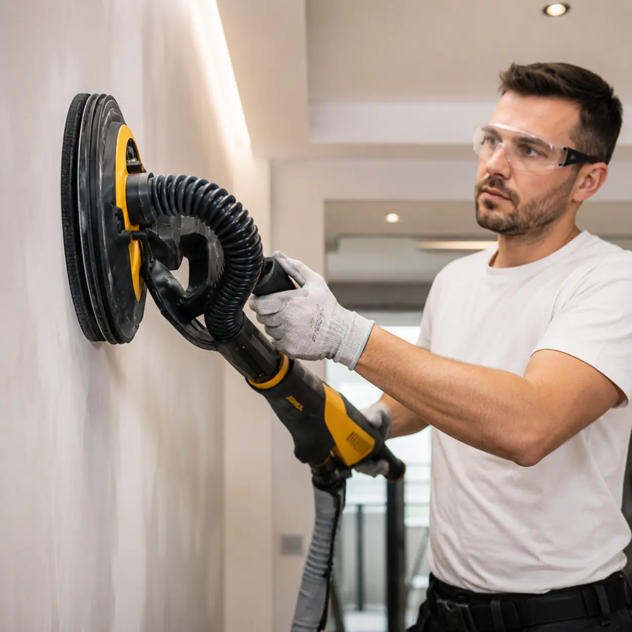 Mirka LEROS 950CV (&Oslash; 225 mm) con &oacute;rbita 5 mm y cabezal flexible 180&deg; para lijar paredes y techos