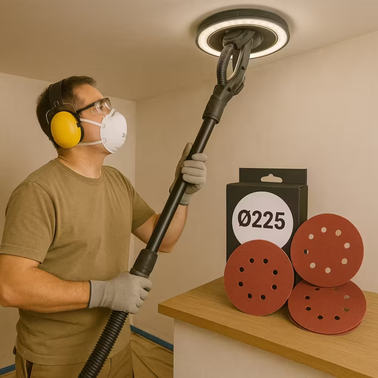 Lijadoras “jirafa” para pared y techo Ø225, mallas y aspiración