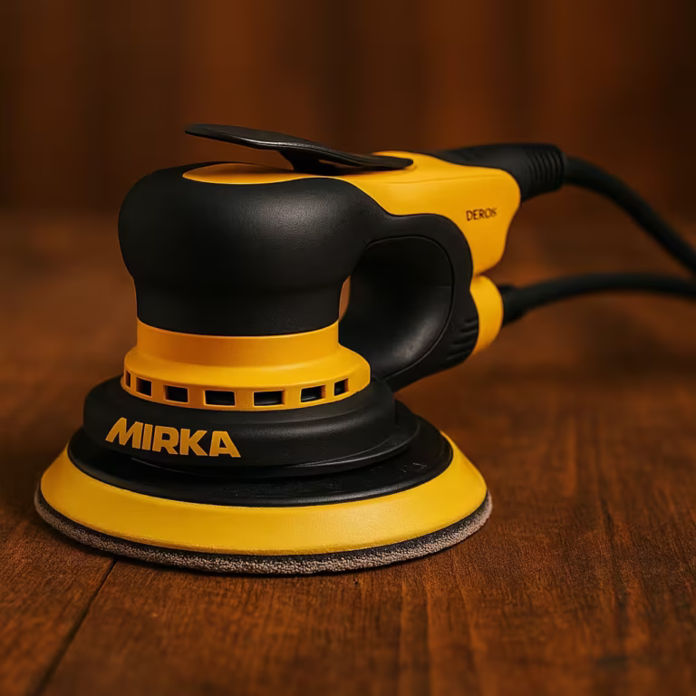 Lijadora de madera Mirka DEROS 650CV ergonomía líder y vibración mínima en 150 mm