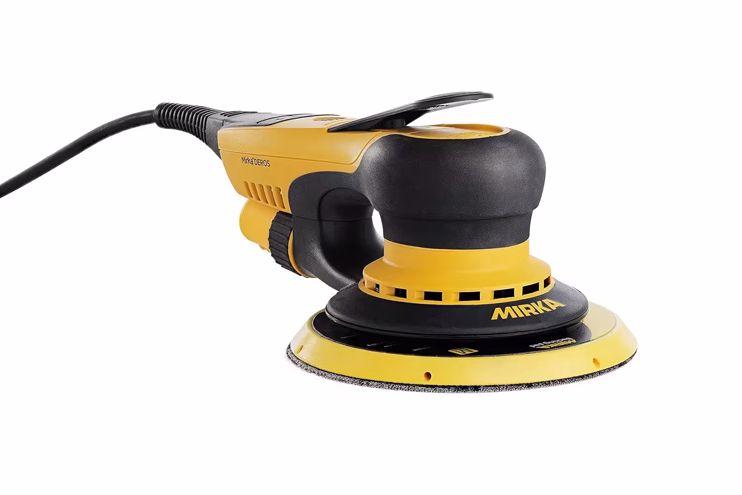 Mirka DEROS 650CV 150 mm, órbita 5 mm, plato multiorificio y conexión a aspirador Ø 27 mm