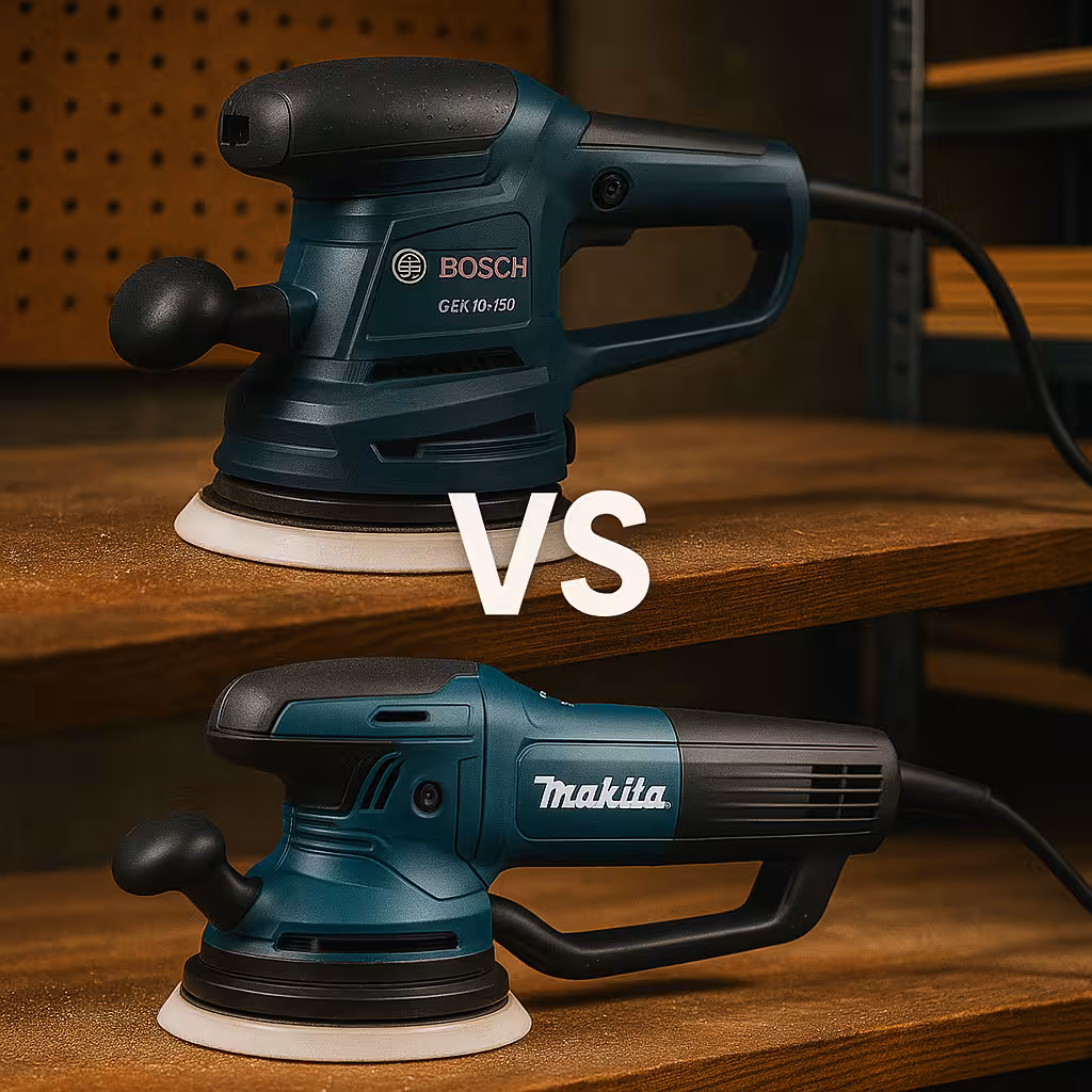 Comparativa Bosch GEX 40-150 vs Makita BO6050J (Ø150) vibración baja o doble modo