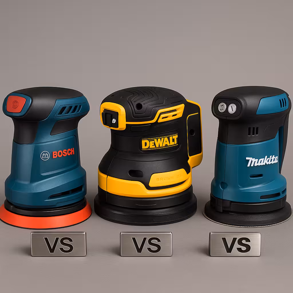 Comparativa Bosch GEX 18V-125 vs DeWalt DCW210N vs Makita DBO180Z
