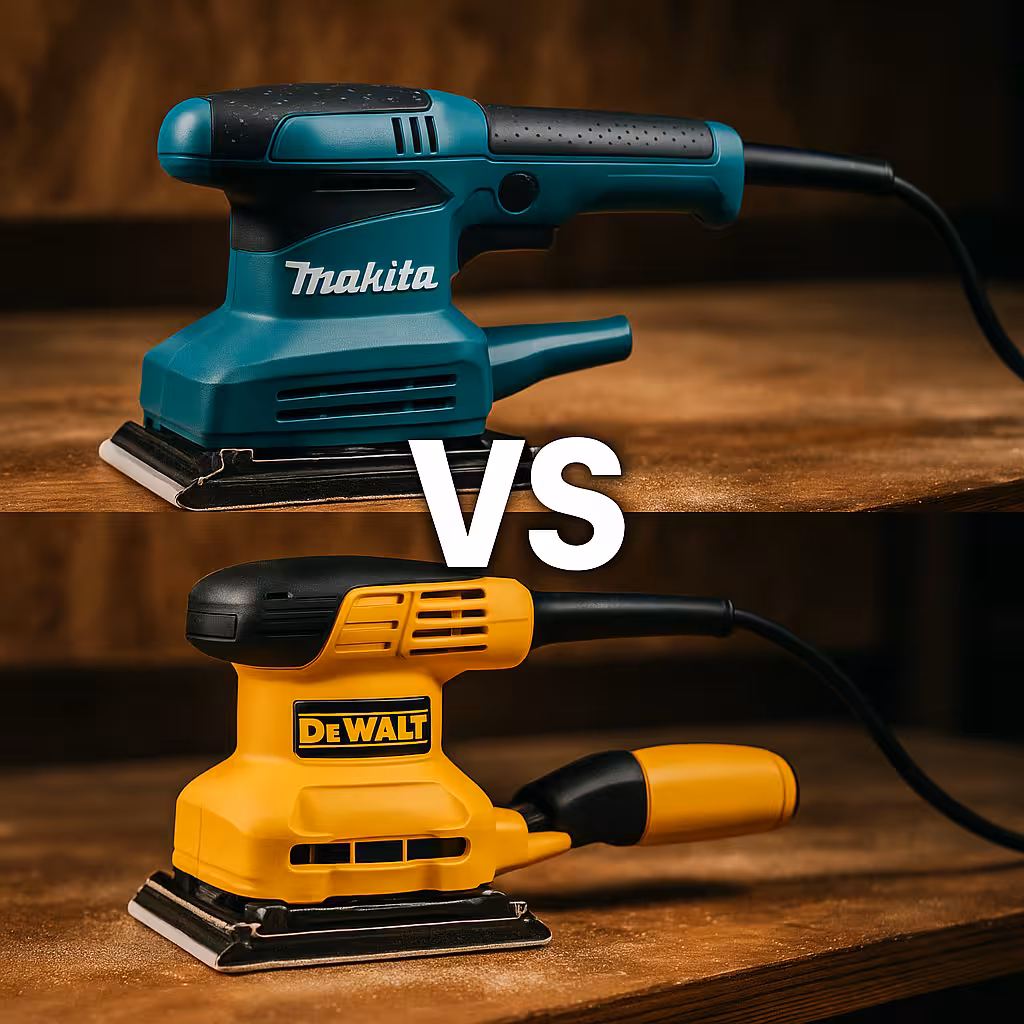 Makita BO3711 (13) vs DeWalt DWE6411 (14) control y acabados en plano