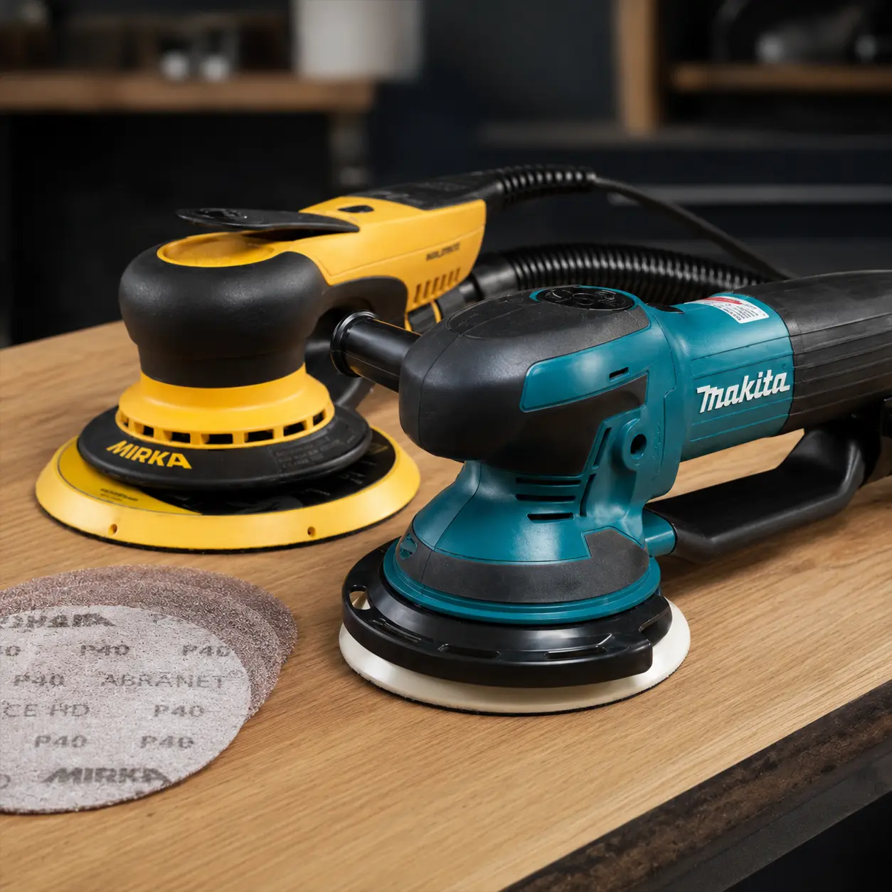 Makita BO6050J (150 mm) y Mirka DEROS 650CV (150/5): comparativa por desbaste, acabado y fatiga