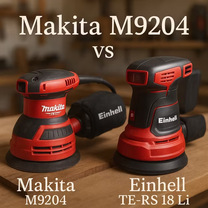 Comparativa lijadoras Makita M9204 vs Einhell TE-RS 18 Li (Ø 125 mm)