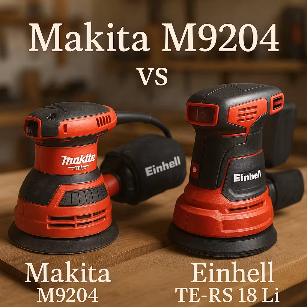 Comparativa lijadoras Makita M9204 vs Einhell TE-RS 18 Li (Ø 125 mm)