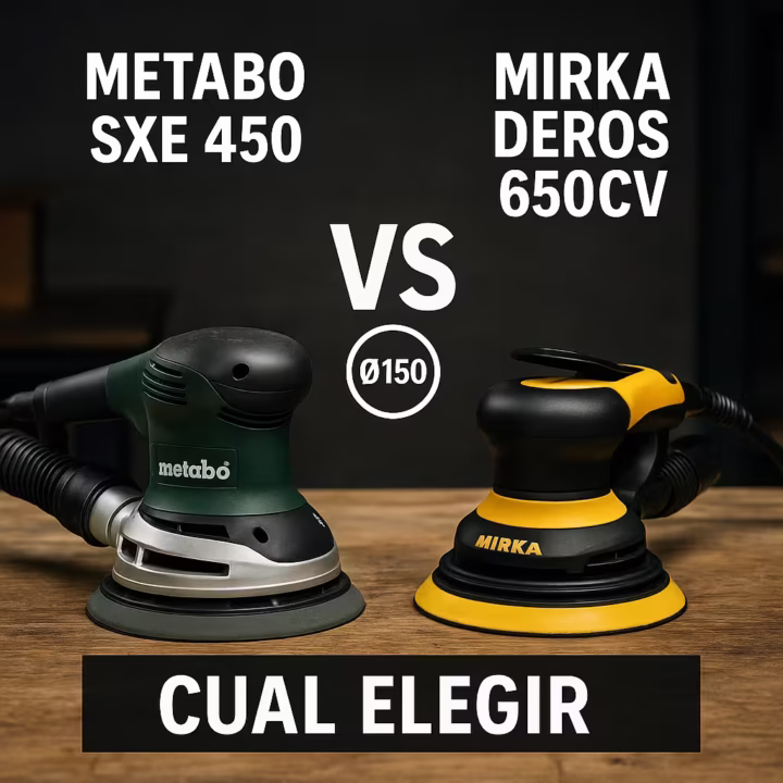 Metabo SXE 450 TurboTec vs Mirka DEROS 650CV (Ø150) ¿doble órbita o ligereza