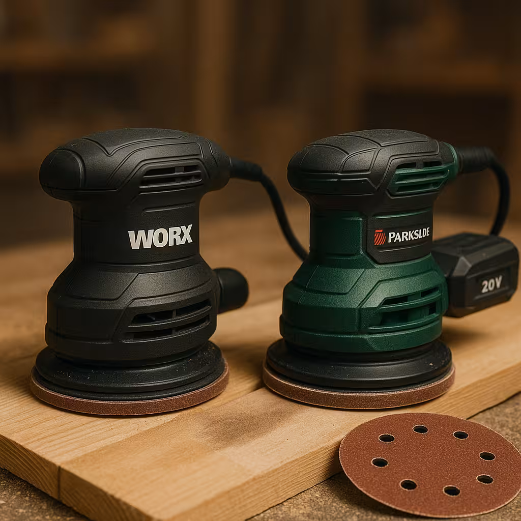 Worx vs Parkside: opciones de lijadoras Ø125 para muebles y Ø225 para pared con aspirador